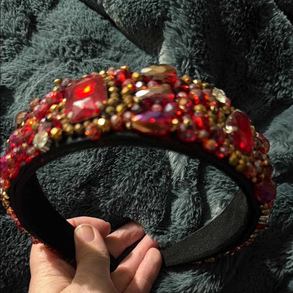 Embellished Red Gemstone Headband